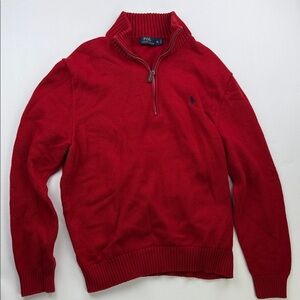 Polo Ralph Lauren Quarter Zip Mock Neck Sweater in Cardinal Red